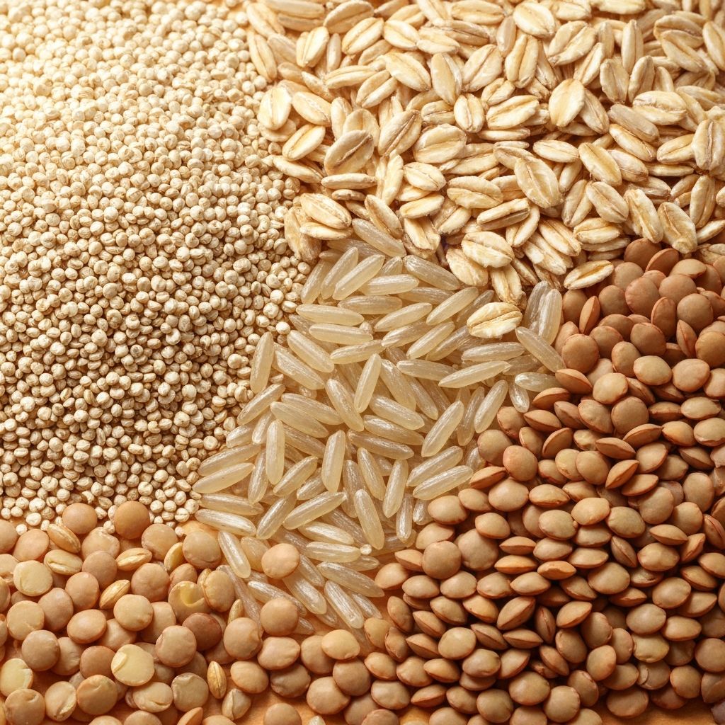 Diverse whole grains and nutritious foods